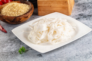 Boiled asian rice pho noodles