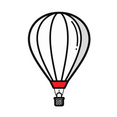Obraz premium Minimalist hot air balloon design with red accent on white background