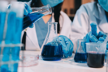 Modern Empty Science Laboratory With Microscopes, Test Tubes And Other Laboratory Equipments