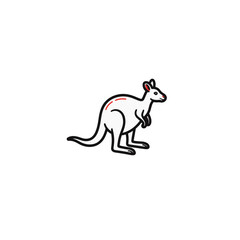 Fototapeta premium Minimalist kangaroo silhouette in black and white with red accent, symbolism of Australia