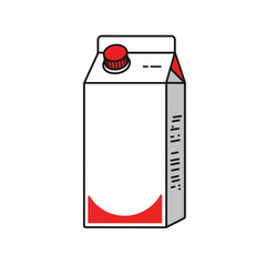 Stylish milk carton in minimalist design with red accents