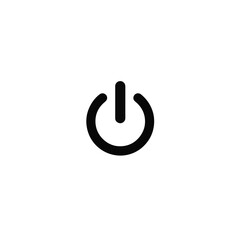 Minimalist black and white power button design on white background, technology concept