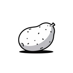 Minimalist black and white potato with red accent, modern design