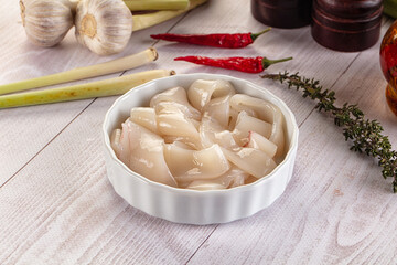 Raw squid rings for cooking