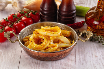 Roasted squid rings snack appetizer