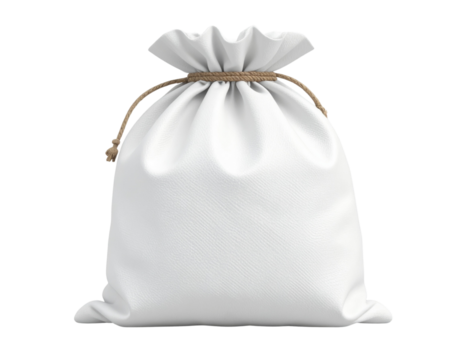 White money bag. 3d rendering isolated on Transparent background
