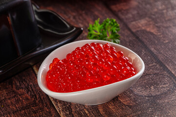 Salmon red caviar in the bowl