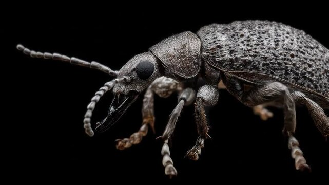 Macro Photography of a Grey Beetle