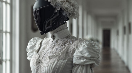 Exploring the contrast between future and past in unique attire