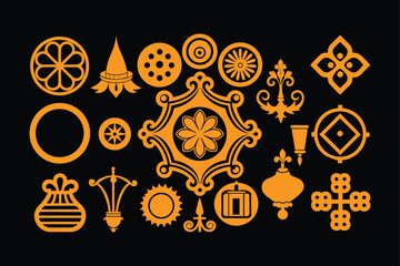 Golden Vintage Design Elements Set for Elegant Decorative Projects