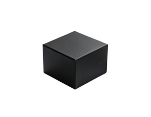 Black Cube Hovering Above White Draped Fabric 