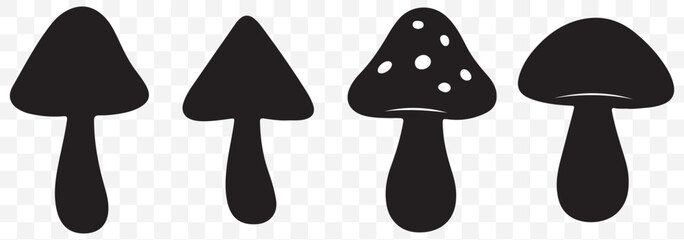 Mushrooms silhouette ,mushrooms symbol vector icon illustration on Transparent Background. EPS 10.