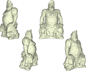 Fototapeta premium Vector sketch illustration of a unique ethnic traditional classical sculpture statue design from the kingdom era 