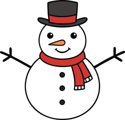 Jolly Snowman Silhouette Vector – Festive Winter Character in Classic Holiday Style – Black Fill Christmas Illustration