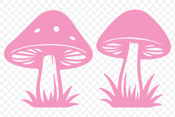 set of forest mushrooms silhouette vector on Transparent background. EPS 10.