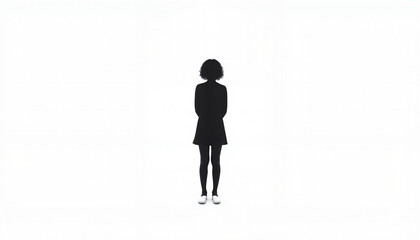 Obraz premium Silhouette of a woman standing with arms crossed against white background 
