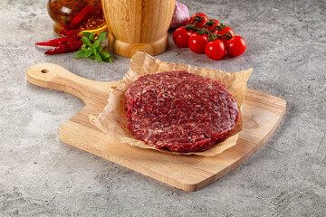 Raw beef burger cutlet for grill
