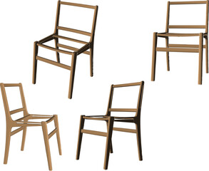 Vector sketch illustration of a unique classic vintage ethnic traditional wooden chair frame design