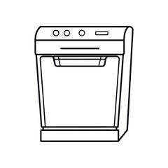 Vector Illustration of a Dishwasher Outline for Kitchen Appliance Concept Isolated on White Background
