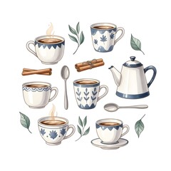 Cozy Coffee Still Life with Teapot and Cinnamon Sticks