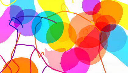 Abstract colorful circles and lines in vibrant playful style  
