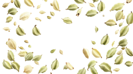 Seamless botanical pattern with green leaves isolated on white background