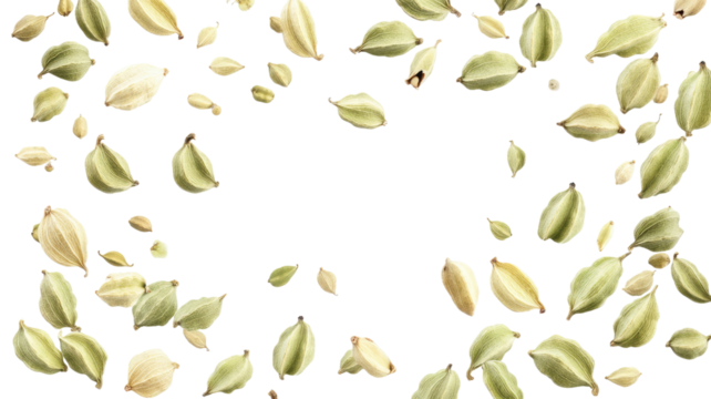 Seamless botanical pattern with green leaves isolated on white background