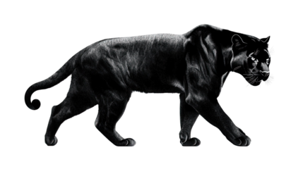 Black panther full body portrait isolated on white background
