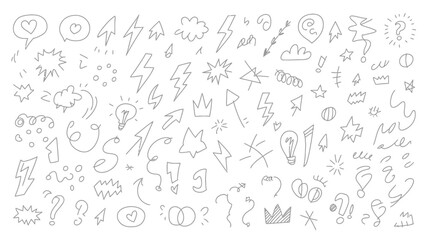 Seamless Pattern of Hand Drawn Doodle Elements in Gray Color