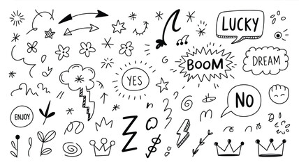 Hand Drawn Doodle Elements Vector Illustration on White Background