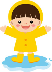 비옷을 입은 남자아이