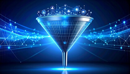 Digital funnel with data points