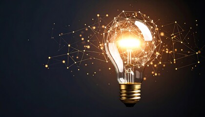 Illuminated lightbulb with connected lines