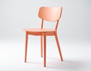 A salmon-colored dining chair with a curved backrest on a white background.