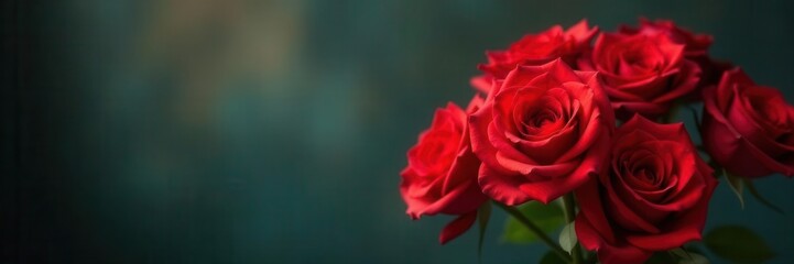 Obraz premium Elegant bouquet of red roses, soft focus background, valentines, roses