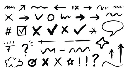Hand Drawn Doodle Symbols and Shapes Seamless Pattern Background
