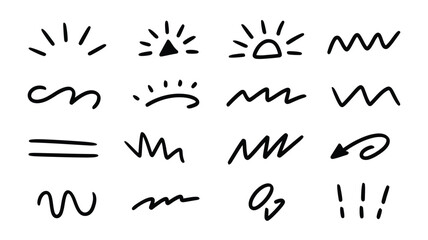 Seamless Pattern of Hand Drawn Doodle Elements in Black and White