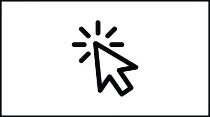 Clicking cursor icon with rays symbolizing selection and interaction