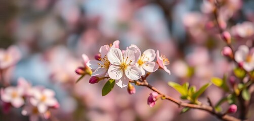 Soft-focus springtime blossoms, bokeh effect, shallow depth of field,  photography,  delicate