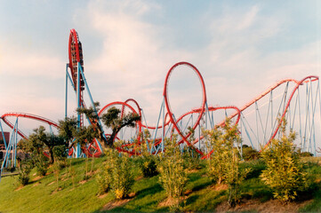 images of the roller coaster in a large amusement park © Ernesto López  