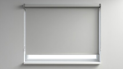 Gray window blind on a neutral wall