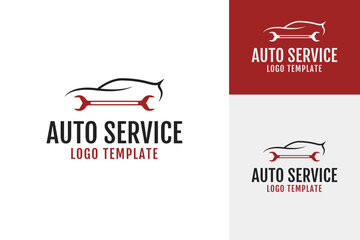 Car with wrench for auto service logo vector illustration