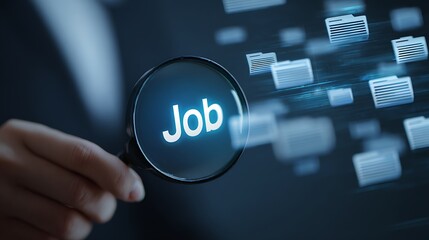Job Search Magnifying Glass Concept
