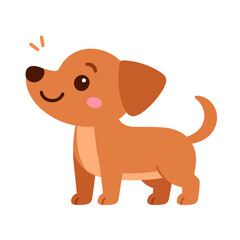 A cute brown cartoon puppy dog with floppy ears and blushing cheeks standing happily.