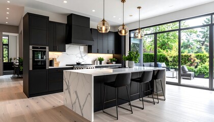 Fototapeta premium Modern kitchen with marble island