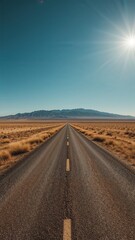 Fototapeta premium Solitude in the Desert: Iconic Highway Stretching into the Distance