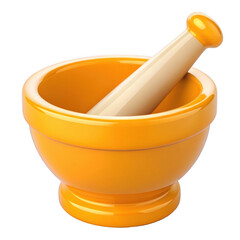 3D mortar and pestle icon isolated on transparent background