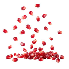 red pomegranate seeds isolated on transparent background