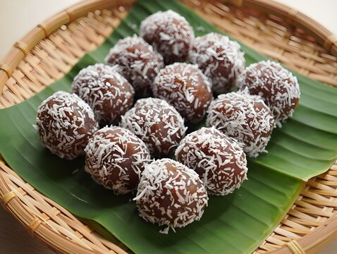 Klepon: Traditional Indonesian Glutinous Rice Balls with Palm Sugar.