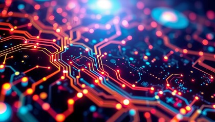 Abstract AI circuit board glowing nodes, futuristic tech background,  nodes,  tech background